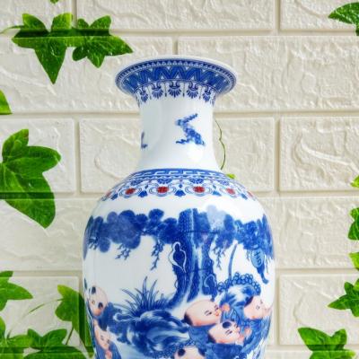 BÌNH SỨ XƯƠNG HỌA TIẾT TIỂU ĐỒNG DU XUÂN